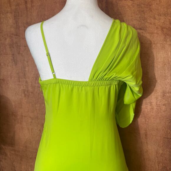 The Drop silky lime green Asymmetric Hem Dress XS slip dress semi formal dance - Picture 4 of 16